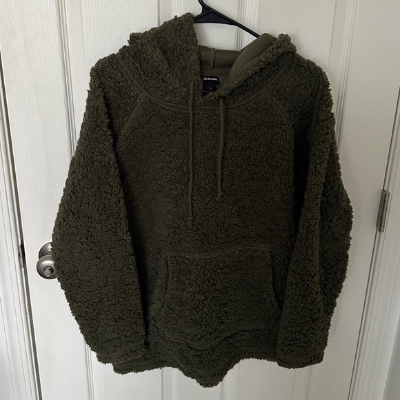 Db Sunday - Olive Green Super Soft Sherpa Pullover Sweatshirt - Picture 2 of 3